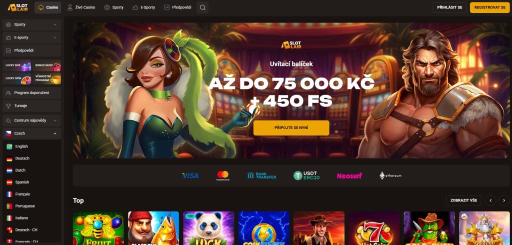 SlotLair Casino vítá nové hráče uvítacím bonusem až 100 € a 50 free spiny a nabízí hry od renomovaných vývojářů